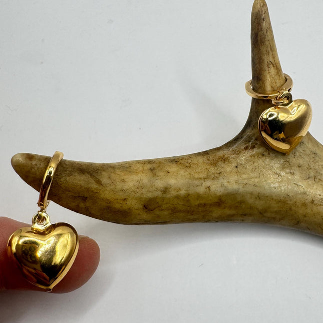 Heart Hoop Earrings: Vintage Gold Filled Style (Lightweight, 1")