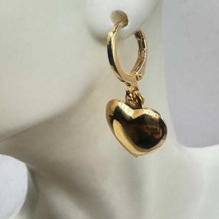 Heart Hoop Earrings: Vintage Gold Filled Style (Lightweight, 1")