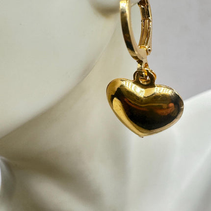 Heart Hoop Earrings: Vintage Gold Filled Style (Lightweight, 1")