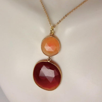Vintage Red Carnelian Necklace - Gold Filled Minimalist Stacking Chain