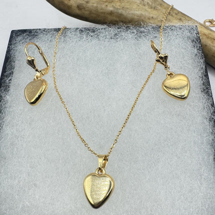 Heart Necklace and Earrings: Vintage Heart Design Gold Filled