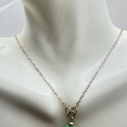 Green Venetian Glass Necklace and Earrings: Vintage Design Gold Filled