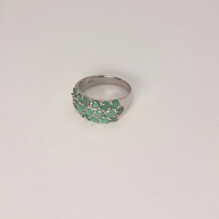 Vintage Emerald 925 Sterling Silver Ring: Green Wedding Band