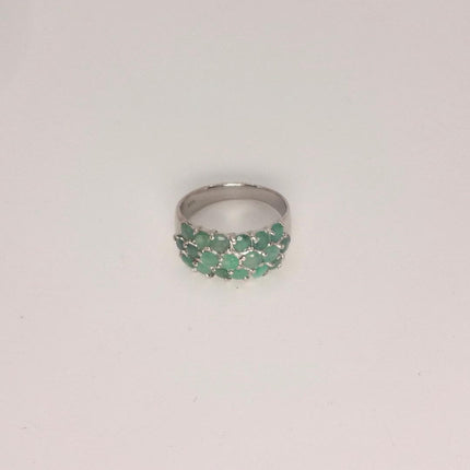 Vintage Emerald 925 Sterling Silver Ring: Green Wedding Band