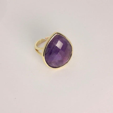 Vintage Purple Amethyst Cocktail Ring Silver Band Statement Ring