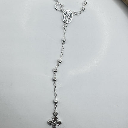 925 Sterling Silver Vintage Rosary with Crucifix Pendant - Dainty Prayer Necklace