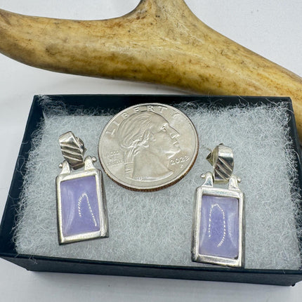 Vintage Silver Jade Earrings | Lavender Purple Fun Jade Small Dangle Earrings | 925 Sterling Silver