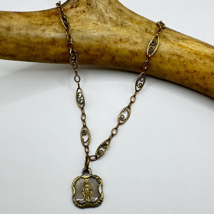 Vintage Chistian Bracelet: Gold Filled Cross Pendant, Prayer Beads