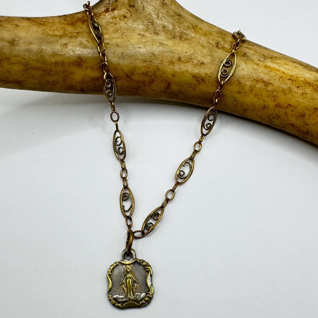 Vintage Chistian Bracelet: Gold Filled Cross Pendant, Prayer Beads