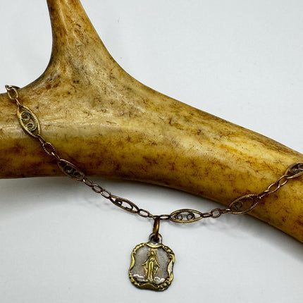 Vintage Chistian Bracelet: Gold Filled Cross Pendant, Prayer Beads