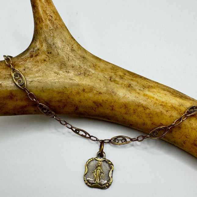 Vintage Chistian Bracelet: Gold Filled Cross Pendant, Prayer Beads