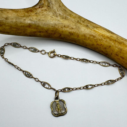 Vintage Chistian Bracelet: Gold Filled Cross Pendant, Prayer Beads