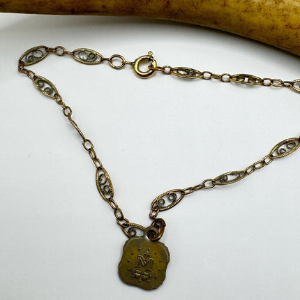 Vintage Chistian Bracelet: Gold Filled Cross Pendant, Prayer Beads