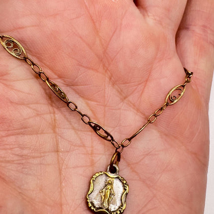 Vintage Chistian Bracelet: Gold Filled Cross Pendant, Prayer Beads