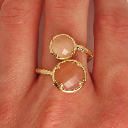 Vintage Gold Bronze Cherry Quartz Ring: Boho Statement Jewelry Adjustable