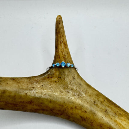 Vintage Blue Iolite Promise Ring Wedding Band 925 Sterling Silver