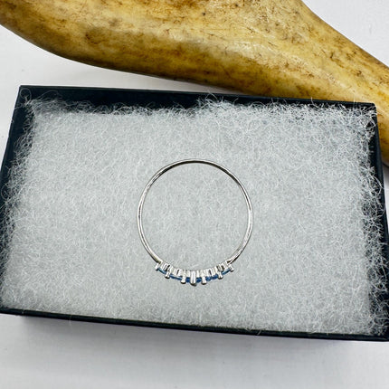 Vintage Blue Iolite Promise Ring Wedding Band 925 Sterling Silver