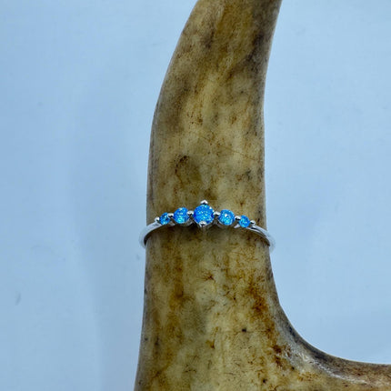 Vintage Blue Iolite Promise Ring Wedding Band 925 Sterling Silver