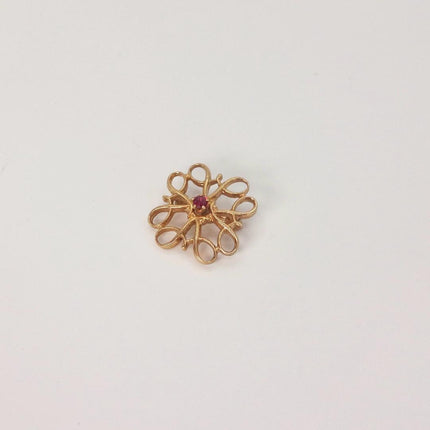 Vintage Red Ruby Brooch: Gold Filled Velvet Choker