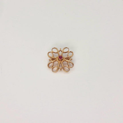 Vintage Red Ruby Brooch: Gold Filled Velvet Choker