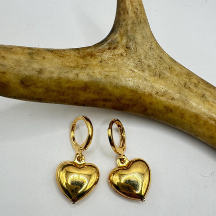 Heart Hoop Earrings: Vintage Gold Filled Style (Lightweight, 1")
