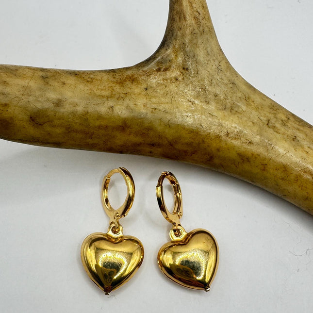 Heart Hoop Earrings: Vintage Gold Filled Style (Lightweight, 1")