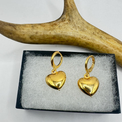 Heart Hoop Earrings: Vintage Gold Filled Style (Lightweight, 1")