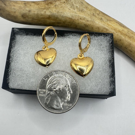 Heart Hoop Earrings: Vintage Gold Filled Style (Lightweight, 1")