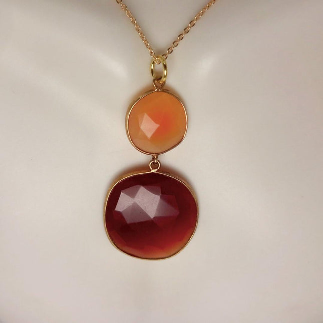 Vintage Red Carnelian Necklace - Gold Filled Minimalist Stacking Chain