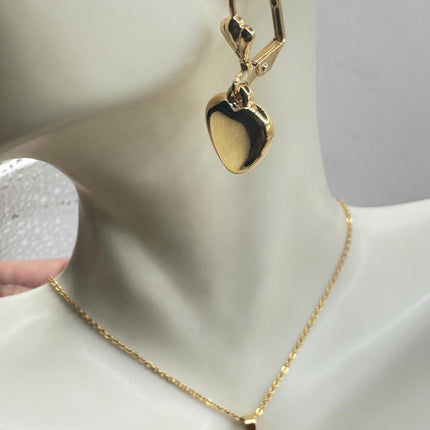 Heart Necklace and Earrings: Vintage Heart Design Gold Filled