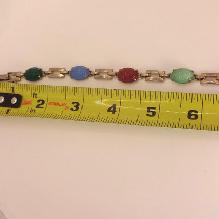 Vintage Gold Gemstone Scarab Bracelet Gold Filled