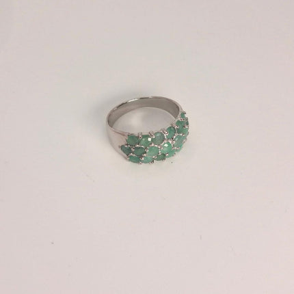Vintage Emerald 925 Sterling Silver Ring: Green Wedding Band