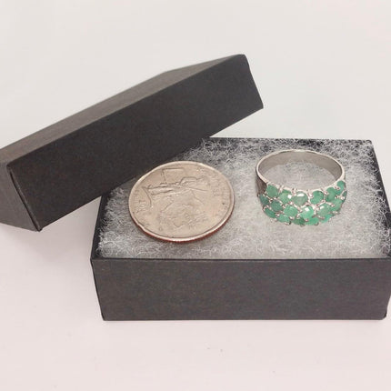 Vintage Emerald 925 Sterling Silver Ring: Green Wedding Band
