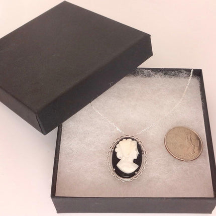 Vintage Abalone Cameo Necklace Pin Brooch 925 Sterling Silver