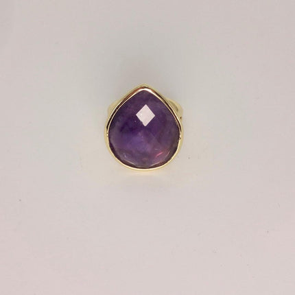 Vintage Purple Amethyst Cocktail Ring Silver Band Statement Ring