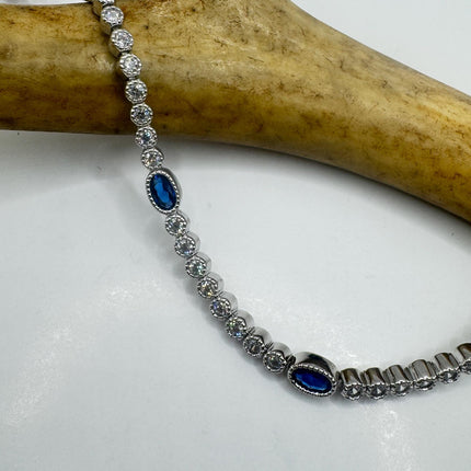 Vintage Blue Iolite CZ Bracelet Sterling Silver 925