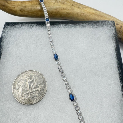 Vintage Blue Iolite CZ Bracelet Sterling Silver 925