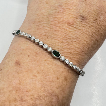 Vintage Green Chrome Diopside 925 Sterling Silver Bracelet