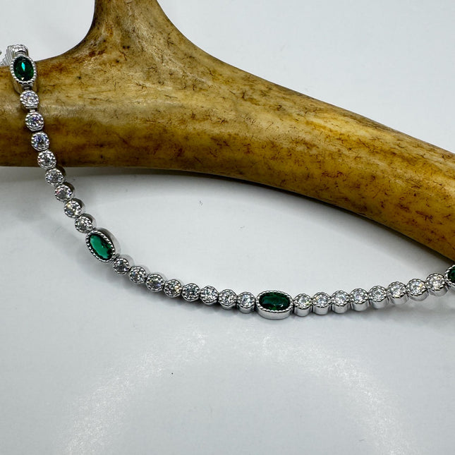 Vintage Green Chrome Diopside 925 Sterling Silver Bracelet