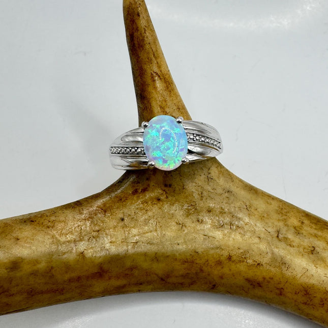 Vintage Fire Opal Ring 925 Sterling Silver