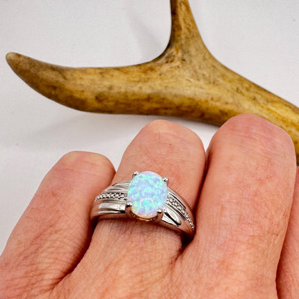 Vintage Fire Opal Ring 925 Sterling Silver