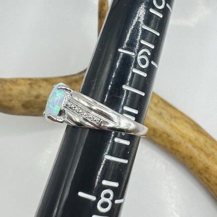 Vintage Fire Opal Ring 925 Sterling Silver