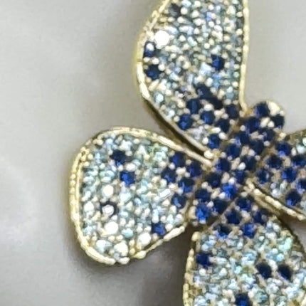 Vintage Blue Topaz Iolite Butterfly Necklace Golden Sterling Silver Minimalist Chain