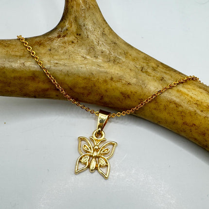 Butterfly Necklace: Vintage Gold Filled Pendant