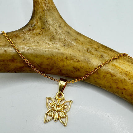 Butterfly Necklace: Vintage Gold Filled Pendant