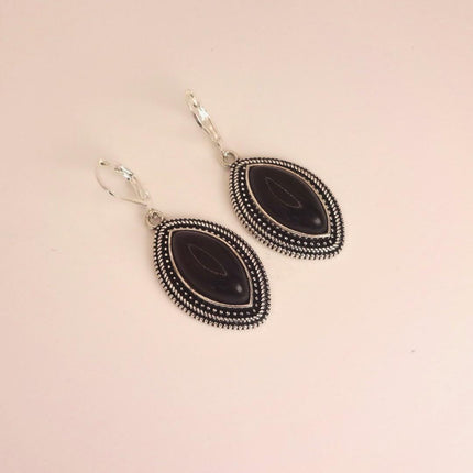 Vintage Red Garnet 925 Sterling Silver Lever Back Earrings