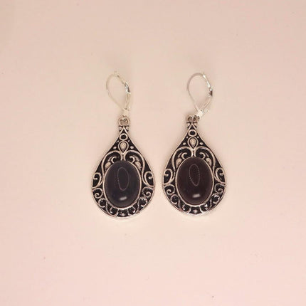 Vintage Red Garnet 925 Sterling Silver Lever Back Earrings