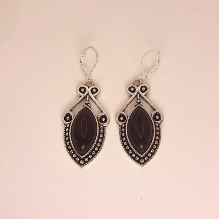 Vintage Red Garnet 925 Sterling Silver Lever Back Earrings