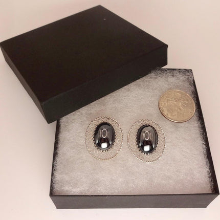 Vintage Hematite Clip-On Earrings