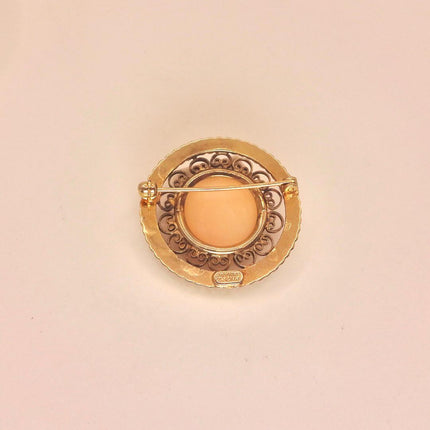 Vintage Carved Shell Cameo Brooch Pin: Gold Filled, Black Velvet Choker